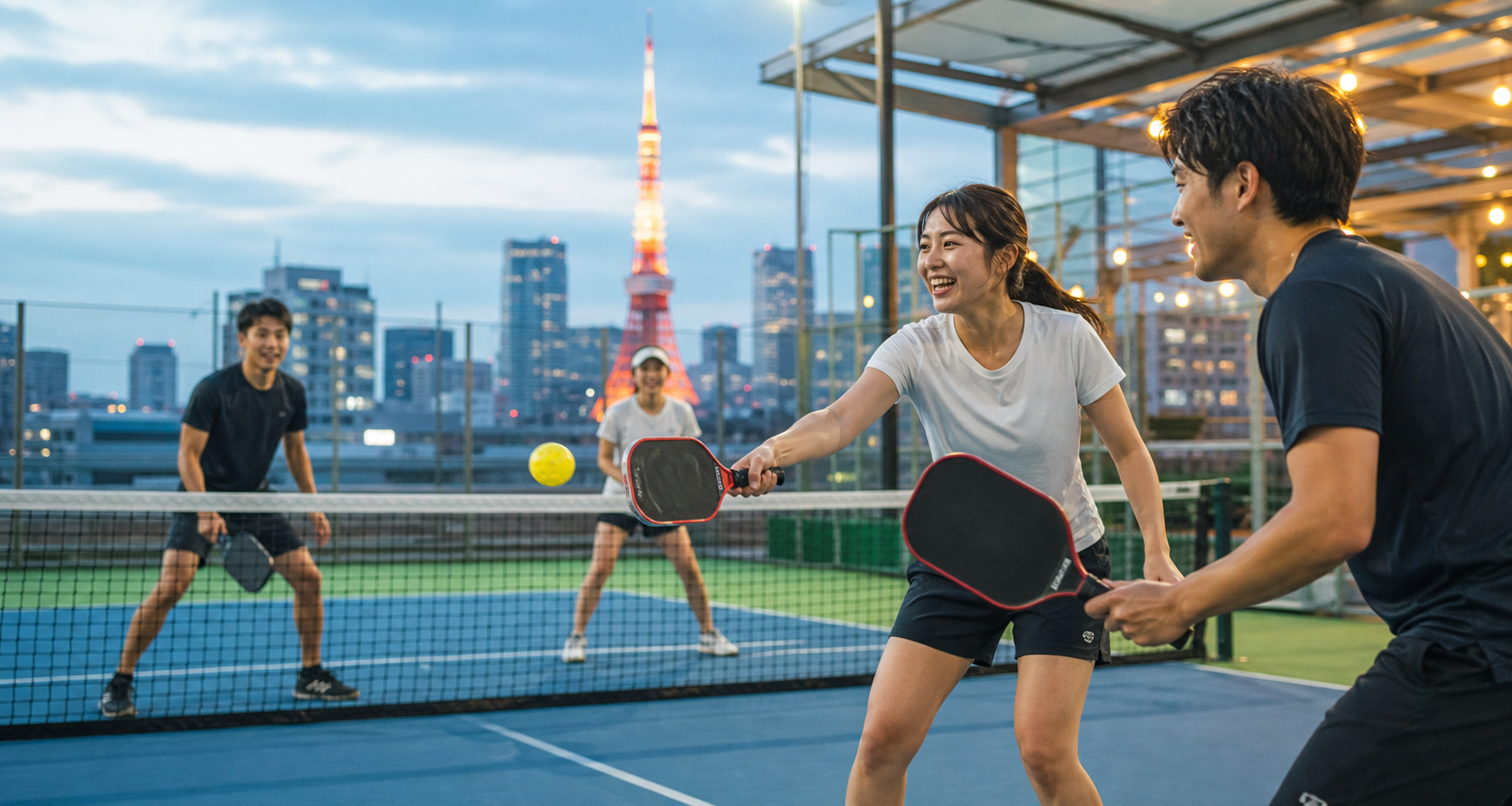 東京でピックルボールを楽しむ人たち